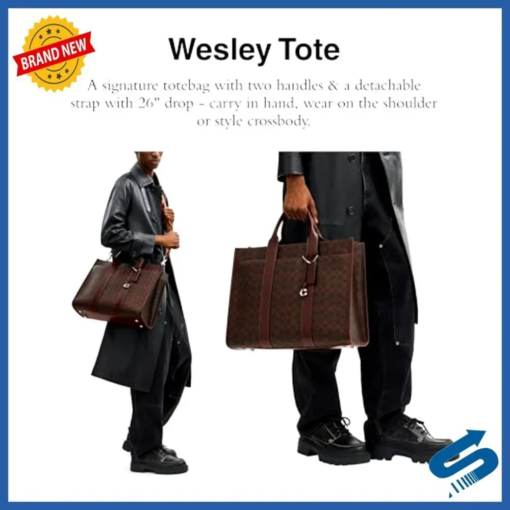 Men's Signature Canvas Tote Bag with Laptop Compartment & Detachable Strap